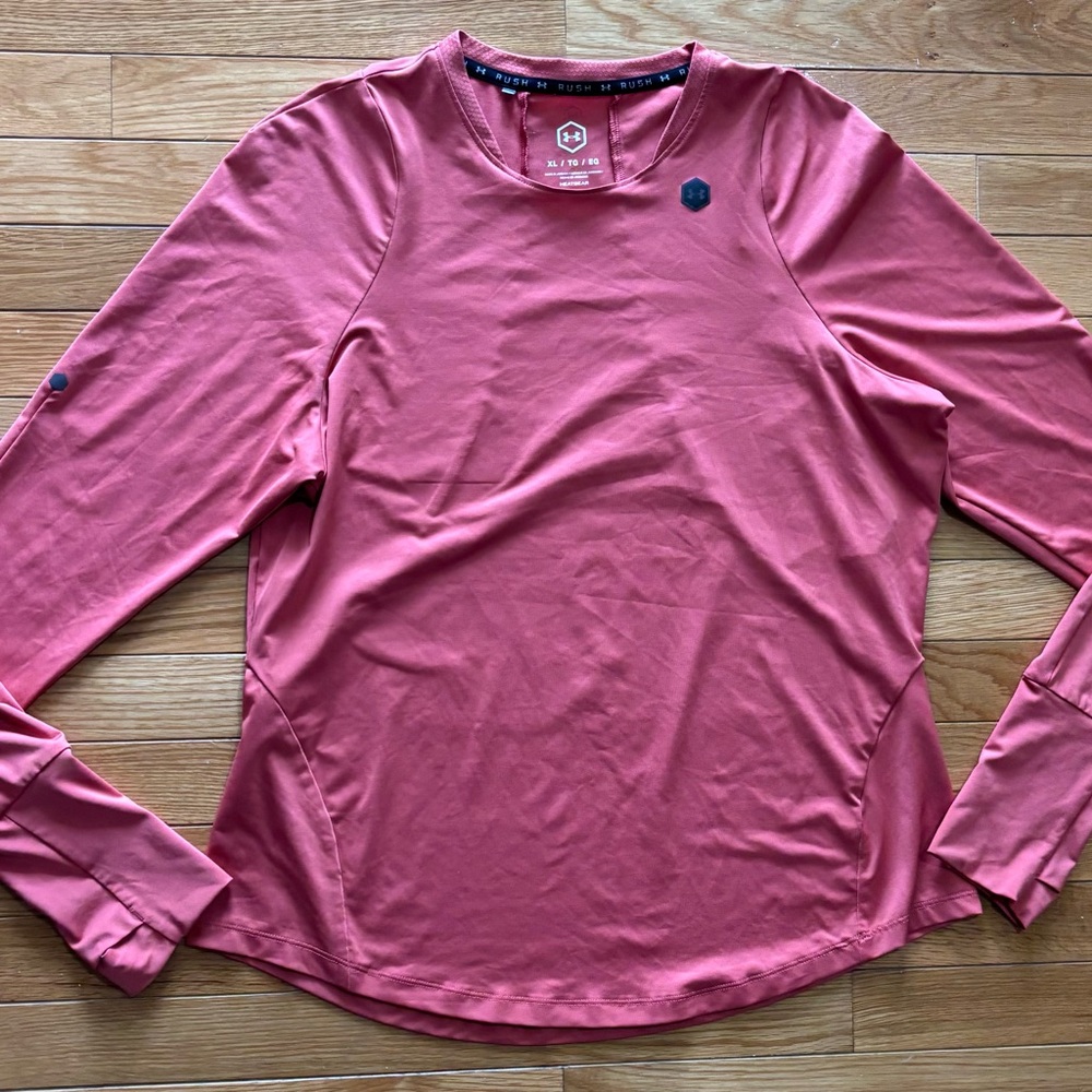 Under Armour HeatGear RUSH Athletic Fit Orange Long Sleeve T-Shirt  XL